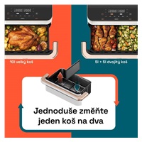 BAZAR - Cosori Dual Blaze TwinFry chytrá horkovzdušná fritéza10 L, keramika, bílá - Poškozený obal (Komplet)