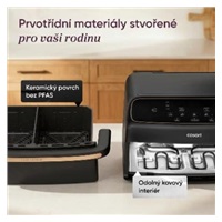 BAZAR - Cosori Dual Blaze Twin Fry Compact horkovzdušná fritéza 8,6 L, keramika, černá - Poškozený obal (Komplet)