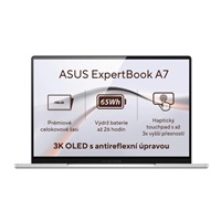 ASUS NTB ExperBook A7 (A7406CMA-OLEDC516512W), Core 5 320, 14" 2880 x 1800, 16GB, 512GB SSD, Intel Graph, W11 Home,Silve