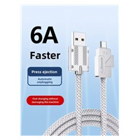 PremiumCord USB-C kabel s tlačítkem pro odpojení USB-C jednou rukou, rychlé nabíjení 6A, bavlněný oplet 2m