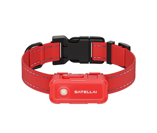 SATELLAI Collar Go M - GPS lokátor, komunikátor a monitor zdraví, červený