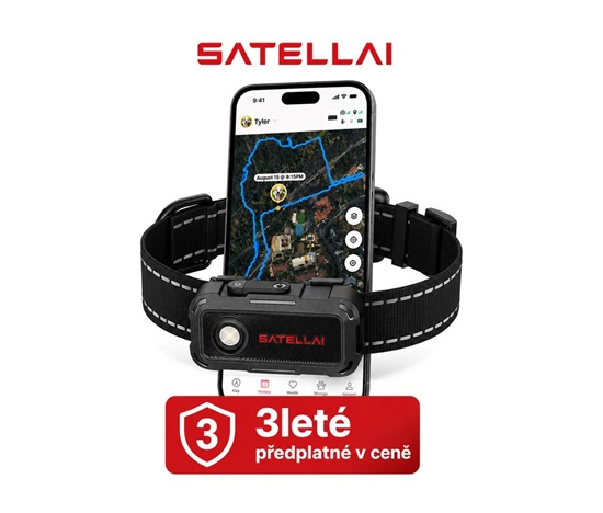 SATELLAI Collar Go M - GPS lokátor, komunikátor a monitor zdraví, černý, 3leté předplatné