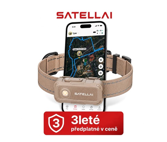 SATELLAI Collar Go L - GPS lokátor, komunikátor a monitor zdraví, béžový, 3leté předplatné