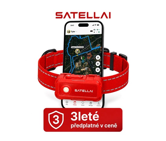 SATELLAI Collar Go L - GPS lokátor, komunikátor a monitor zdraví, červený, 3leté předplatné