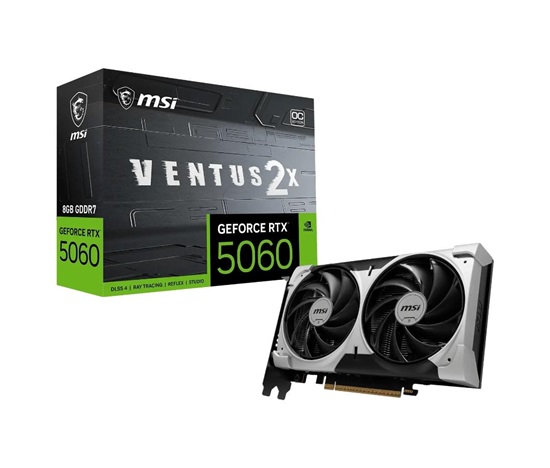 MSI VGA NVIDIA GeForce RTX 5060 8G VENTUS 2X OC V1, RTX 5060, 8GB GDDR7, 3xDP, 1xHDMI