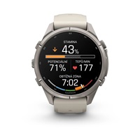 Garmin fenix® 9 Pro – inReach®, 43mm, Titanium se silikonovým řemínkem Fog Gray / Dark Sandstone