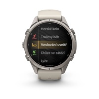 Garmin fenix® 9 Pro – inReach®, 43mm, Titanium se silikonovým řemínkem Fog Gray / Dark Sandstone