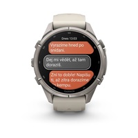 Garmin fenix® 9 Pro – inReach®, 43mm, Titanium se silikonovým řemínkem Fog Gray / Dark Sandstone