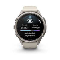 Garmin fenix® 9 Pro – 43mm, Titanium se silikonovým řemínkem Fog Gray / Dark Sandstone