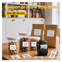 Phomemo Tiskárna štítků A42, černá + role na štítky 90ks (40x30 mm)