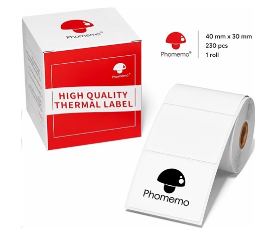 Phomemo štítky Bílé 40x30mm 230ks pro A42, M110, M220, M221