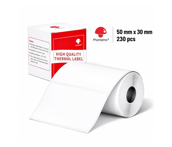 Phomemo štítky Bílé 50x30mm 230ks pro M110, M220, M221