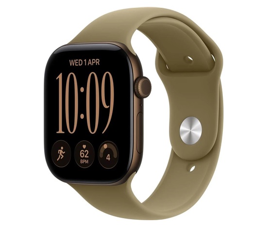 Apple Watch Series 12 GPS 42mm Dark Bronze Aluminium Case with Olive Sport Band - M/L