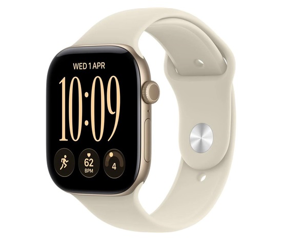 Apple Watch Series 12 GPS 46mm Light Gold Aluminium Case with Sand Sport Band - M/L