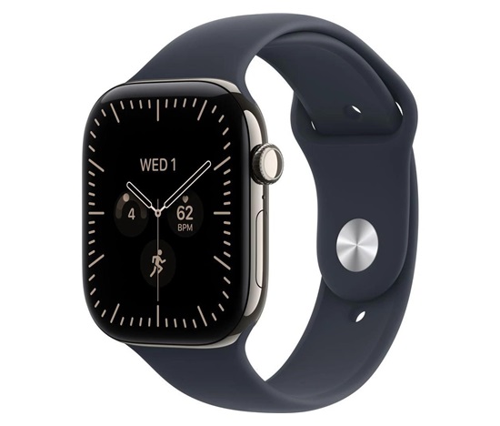 Apple Watch Series 12 GPS + Cellular 42mm Natural Titanium Case with Navy Blue Sport Band - M/L