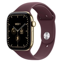 Apple Watch Series 12 GPS + Cellular 42mm Radiant Gold Titanium Case with Burgundy Sport Band - M/L