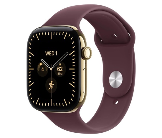 Apple Watch Series 12 GPS + Cellular 46mm Radiant Gold Titanium Case with Burgundy Sport Band - S/M
