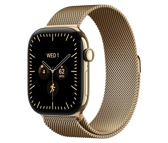 Apple Watch Series 12 GPS + Cellular 46mm Radiant Gold Titanium Case with Radiant Gold Milanese Loop - S/M