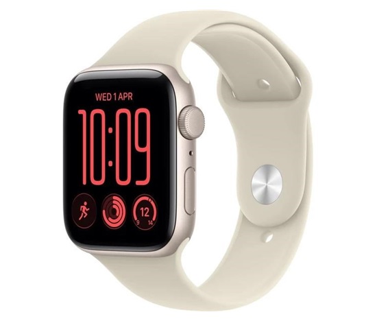 Apple Watch SE 3 GPS 44mm Starlight Aluminium Case with Sand Sport Band - M/L