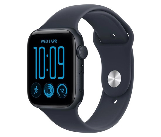 Apple Watch SE 3 GPS 44mm Midnight Aluminium Case with Navy Blue Sport Band - S/M