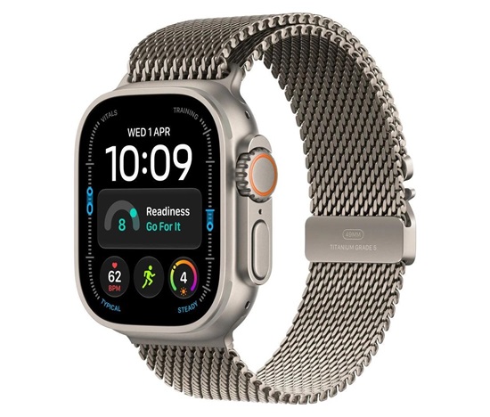 Apple Watch Ultra 4 GPS + Cellular 49mm Natural Titanium Case with Natural Titanium Milanese Loop - L