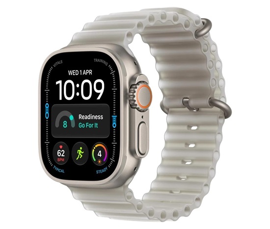 Apple Watch Ultra 4 GPS + Cellular 49mm Natural Titanium Case with Translucent Grey Ocean Band