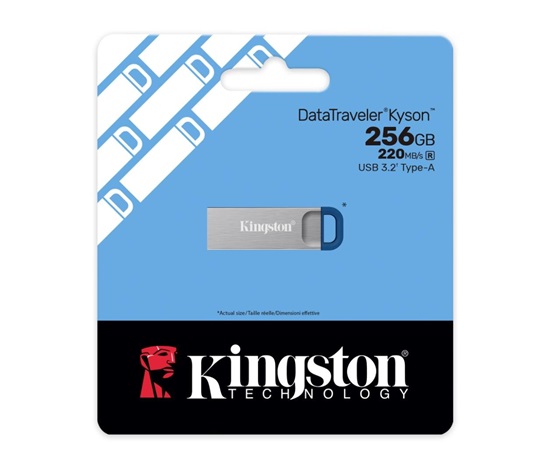 Kingston Flash Disk 256GB USB3.2 Gen 1 DataTraveler Kyson, R:220 MB/s