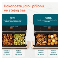 BAZAR - Cosori Dual Blaze TwinFry chytrá horkovzdušná fritéza 10 L, keramika, černá - Poškozený obal (Komplet)