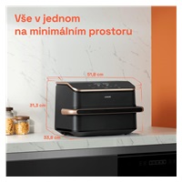 BAZAR - Cosori Dual Blaze TwinFry chytrá horkovzdušná fritéza 10 L, keramika, černá - Poškozený obal (Komplet)