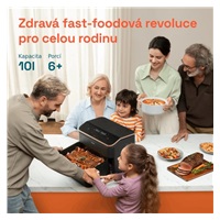 BAZAR - Cosori Dual Blaze TwinFry chytrá horkovzdušná fritéza 10 L, keramika, černá - Poškozený obal (Komplet)