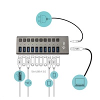 BAZAR - i-tec USB 3.0 nabíjecí HUB 10port + Power Adapter 48 W - Poškozený obal (Komplet)