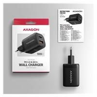 AXAGON ACU-PQ100, GaN nabíječka do sítě 100W, USB-A + USB-C, PD3.0/PPS/QC4+/SFC2.0/Apple, černá