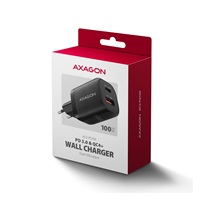 AXAGON ACU-PQ100, GaN nabíječka do sítě 100W, USB-A + USB-C, PD3.0/PPS/QC4+/SFC2.0/Apple, černá
