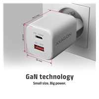 AXAGON ACU-PQ100W, GaN nabíječka do sítě 100W, USB-A + USB-C, PD3.0/PPS/QC4+/SFC2.0/Apple, bílá
