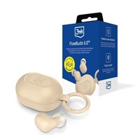 3mk FlowBuds 6.0 Sand bezdrátová sluchátka, Bluetooth 6.0, pouzdro s klipem, písková