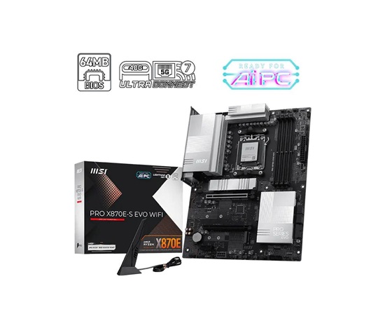MSI MB Sc AM5 PRO X870E-S EVO WIFI, AMD X870E, 4xDDR5, 1xHDMI, 1xDP Type-C, WI-FI, ATX