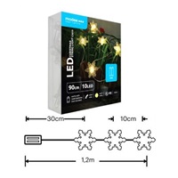 Modee ML-C3019 10LED 90cm vločka vánoční řetěz nano, 2xAA teplá IP20 (Baterie nejsou součástí balení)
