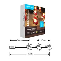 Modee ML-C3021 10LED 90cm santa vánoční řetěz nano, 2xAA teplá IP20 (Baterie nejsou součástí balení)