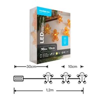 Modee ML-C3024 10LED 90cm perníček vánoční řetěz nano, 2xAA teplá IP20 (Baterie nejsou součástí balení)