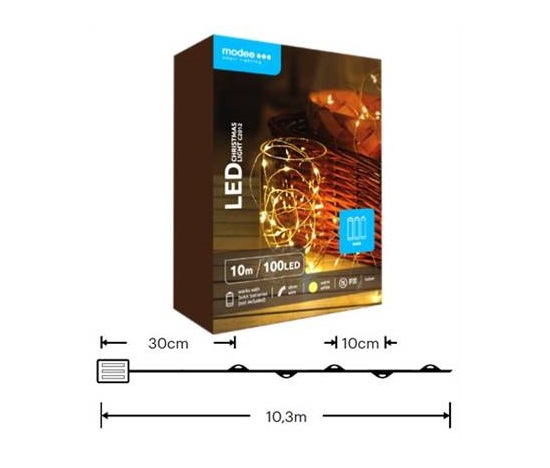 Modee ML-C2012 100LED 10m nano vánoční řetěz, 3xAA teplá IP20 (Baterie nejsou součástí balení)