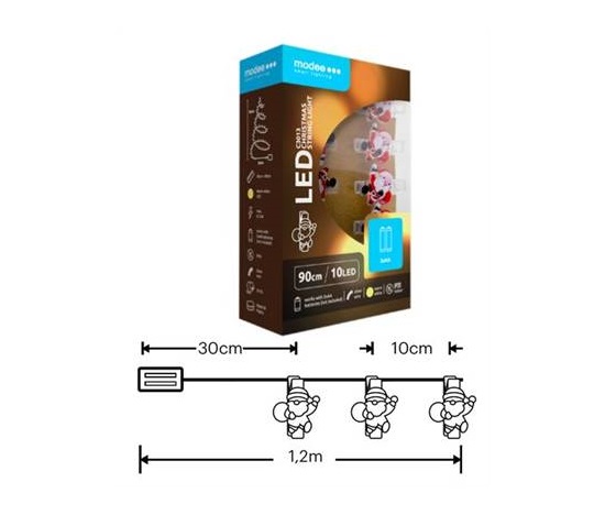 Modee ML-C3013 10LED 90cm santa skřipec vánoční řetěz nano, 2xAA teplá IP20 (Baterie nejsou součástí balení)