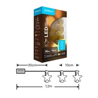 Modee ML-C3016 10LED 90cm hvězda skřipec vánoční řetěz nano, 2xAA teplá IP20 (Baterie nejsou součástí balení)