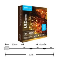 Modee ML-C1010 50LED 5m nano vánoční řetěz, 3xAA teplá IP20 (Baterie nejsou součástí balení)