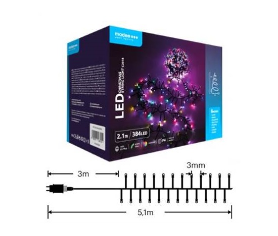 Modee ML-C2018 384LED 2,1m vánoční řetěz , barevná 8 programů IP44