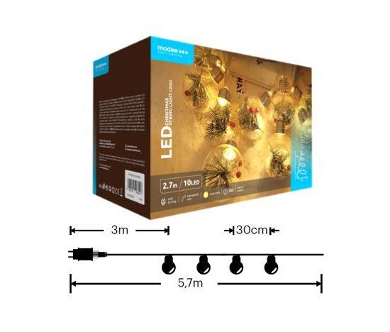 Modee ML-C2022 10LED 270cm žárovky vánoční dekorace teplá IP44