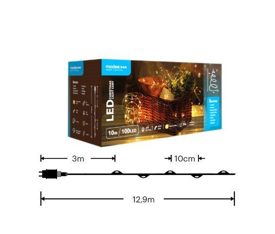 Modee ML-C2007 100LED 10m nano vánoční řetěz, teplá 8 programů IP44