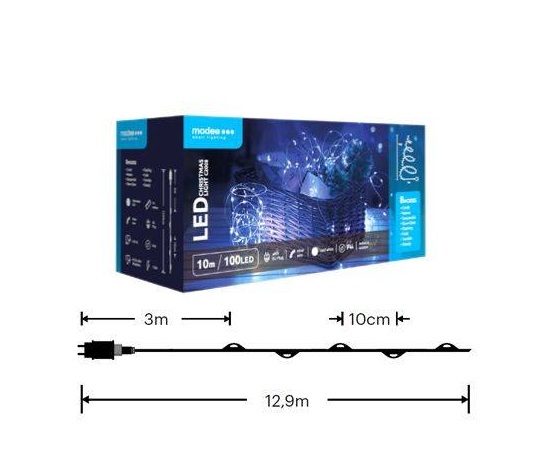 Modee ML-C2008 100LED 10m nano vánoční řetěz, studená 8 programů IP44