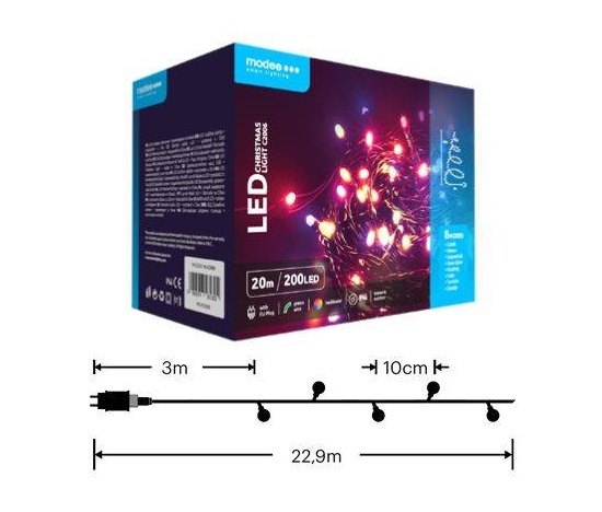 Modee ML-C2006 200LED 20m vánoční řetěz , barevná 8 programů IP44