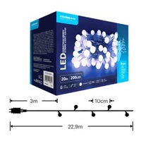 Modee ML-C20102 200LED 20m vánoční řetěz kuličky, studená 8 programů IP44