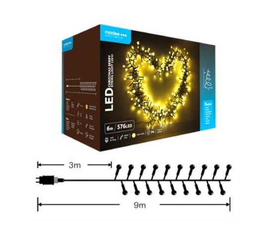 Modee ML-C2015 576LED 6m vánoční řetěz kuličky, teplá 8 programů IP44